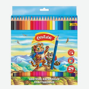 Карандаши CReATiViKi набор 24 цвета шестигранные пластиковые