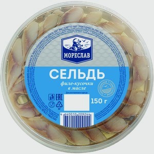 Сельдь в масле Мореслав филе-кусочки, 150 г