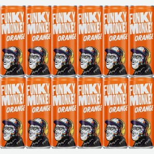Газированный напиток Funky Monkey Orange, 0.33 л*12 шт., металлическая банка