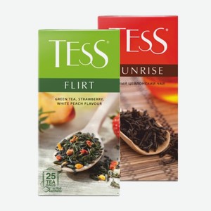 Чай «Tess»: Flirt green, Sunrise black; 25 пакетиков