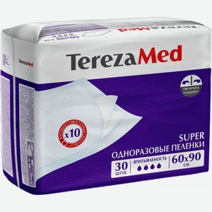 Пеленки одноразовые впитывающие Tereza Med Super, 60х90, 30 шт.