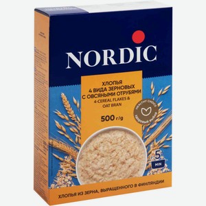 Хлопья 4 вида зерновых Nordic с овсяными отрубями, 500 г