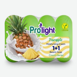 Мыло туалетное <Prolight> с увлажняющим кремом 1+1 Сливочно-ананасовое 4*80г Турция