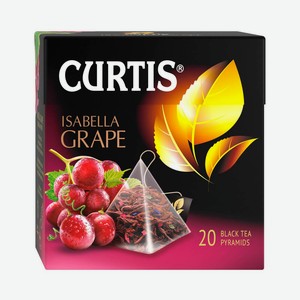 Чай CURTIS черный листовой с лепестками цветов, кусочками и ароматом винограда isabella grape 20x1,8