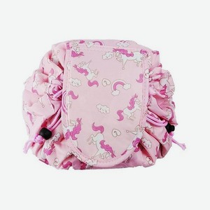 Косметичка-мешок Uniglodis Нейлоновая с рисунком на липучке Розовый с пони