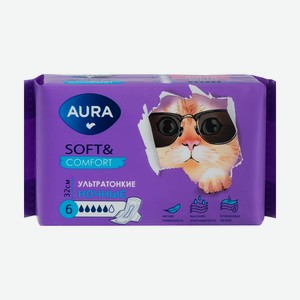 Прокладки  Soft & Comfort Ночные , AURA, 6 шт.