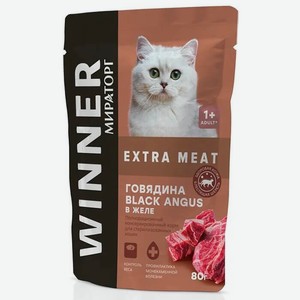 Корм для кошек виннер 80 г для стерилизованных кошек говядина в желе