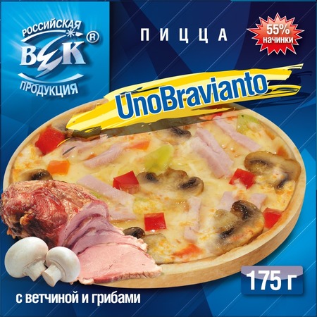 Пицца Век Unobravianto с ветчиной и грибами 175г