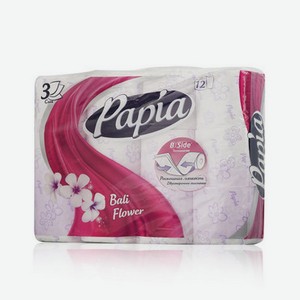 Туалетная бумага PAPIA   Балийский цветок   3х-слойная 12шт