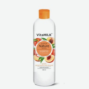 Vitamilk Super Nature Шампунь для Волос Персик Зерна Какао и Миндаля, 500 мл