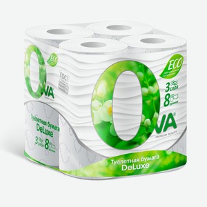 Туалетная бумага OVA 3-слойная, 8 рулонов