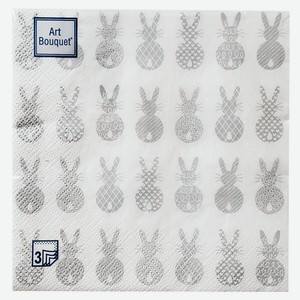 Салфетки одноразовые бумажные Bouquet Кролики пасхальные мини 3-слоя, 33х33 см, 20 шт