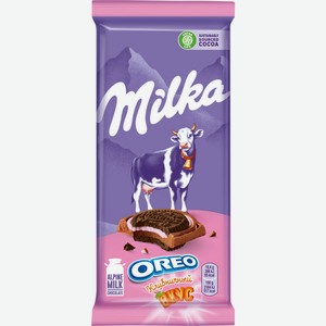 Шоколад молочный MILKA Орео с круглым печеньем,начинкой со вкусом клубники, Россия, 92 г