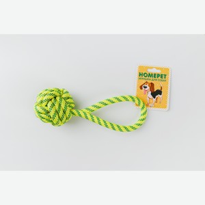 Игрушка для собак Узел из каната с петлей желто-синий Homepet 1 шт