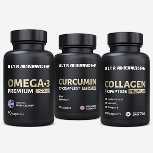 Комплекс для суставов и связок UltraBalance витамины омега 3 с коллагеном и куркумином БАД в капсулах для мужчин и женщин