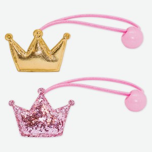 Набор резинок для волос B&H Розовая корона с блестками + золотая корона, 2 шт