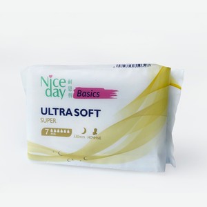Nice Day Прокладки Гигиенические Basic Ultra Soft Normal Ночные Удлиненные, 7 шт