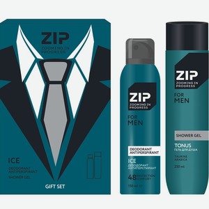 Zip for Men Ice Подарочный Набор Гель для Душа, 250 мл + Дезодорант, 150 мл