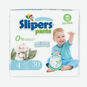 SLIPERS Детские подгузники-трусики №4 (7-18 кг) 30шт