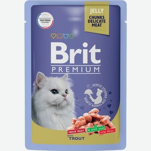 Корм для взрослых кошек влажный Brit Premium Форель в желе 85 г