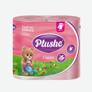Бумага туалетная Plushe Classic 2сл 4шт клубника