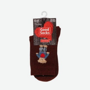 Женские носки с рисунком Good Socks Winter Мишка Коричневый р.35-40
