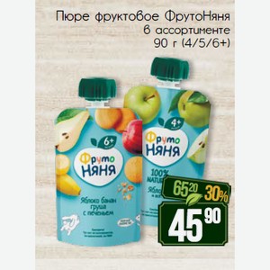 Пюре фруктовое ФрутоНяня в ассортименте 90 г (4/5/6+)