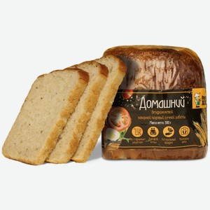 Хлеб  Домашний  ржано-пшенич. заварной бездрож. подовый нарез. 300г, Рижский Хлеб