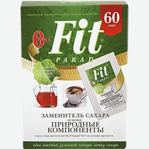 Заменитель сахара FITPARAD N7 смесь пищевая сладкая на основе эритритола саше 60шт, Россия, 60 г