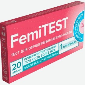 Тест-полоска FEMiTEST для опр беремен, суперчувст 1шт