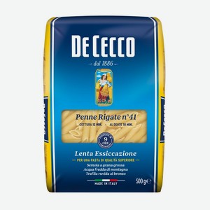 Макаронные изделия <De Cecco> из твердых сортов пшеницы пенне ригате 500г коробка Италия