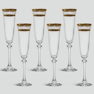 Набор рюмок для шампанского Crystalite Bohemia  ASIO , декор  Панто золото , 190 мл 6 шт.