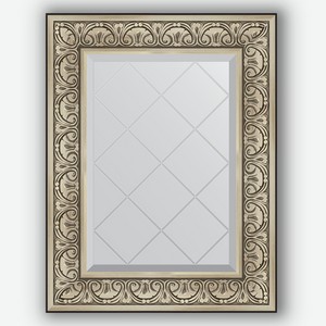 Зеркало с гравировкой в багетной раме Evoform барокко серебро 106 мм 60x77 см
