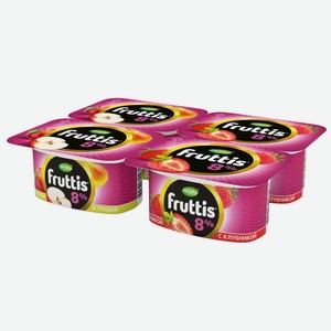Йогуртный продукт Fruttis клубника, яблоко и груша 8%, 115г