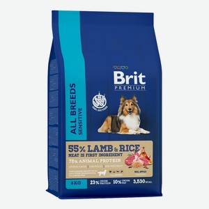 Корм сухой Brit Premium для собак гипоаллергенный ягненок с рисом, 8кг