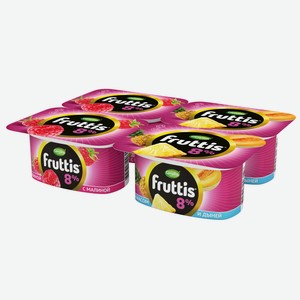 Йогуртный продукт Fruttis малина, ананас и дыня 8%, 115г