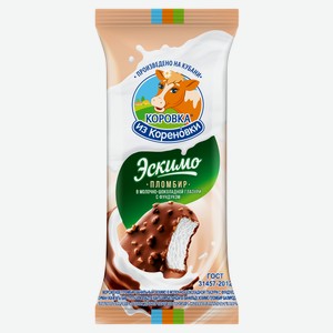 Мороженое Коровка из Кореновки Эскимо Пломбир в шоколадной глазури с фундуком, 70г