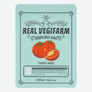 Тканевая маска для лица с экстрактом томата Super Food Real Vegifarm Double Shot Mask Tomato 23мл: Маска 1шт