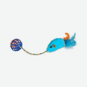 Игрушка для кошек Ripoma Мышка с шариком голубой
