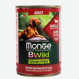 Корм для собак MONGE BWild Grain free из ягненка с тыквой и кабачками консервированный 400г