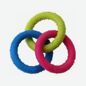 Игрушка для собак Uniglodis Три кольца с шипами синее красное желтое