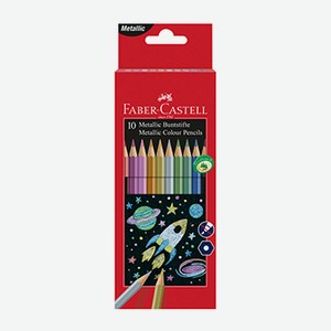 Карандаши цветные 10 цветов, металлик, заточен., Faber-Castell, Китай