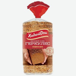 Хлеб зерновой Хлебный дом Геркулес с семенами льна в нарезке, 500 г