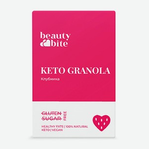 Кето-гранола низкоуглеводная с клубникой, Beauty Bite, 125 г, Россия