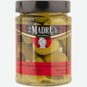 Оливки с огурчиком горчицей Мадре из Андалусии Гордаль Консервас ТЛ с/б, 300 г