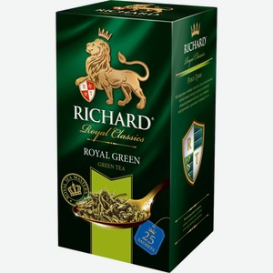 Чай зеленый RICHARD Royal green китайский байховый к/уп, Россия, 25 саш