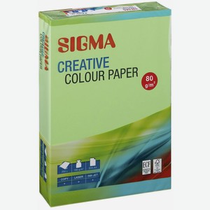 SIGMA Бумага цветная А4 зеленый интенсив 100 листов, 80г