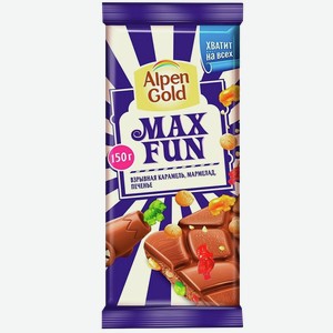 Шоколад Альпен Голд Макс Фан карамель, мармелад, печенье, 0.15кг