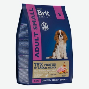 Сухой корм с курицей для взрослых собак мелких пород Brit Premium 1кг