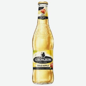 Сидр Strongbow Gold Apple яблочный 4,5%, 0.4 л, стеклянная бутылка